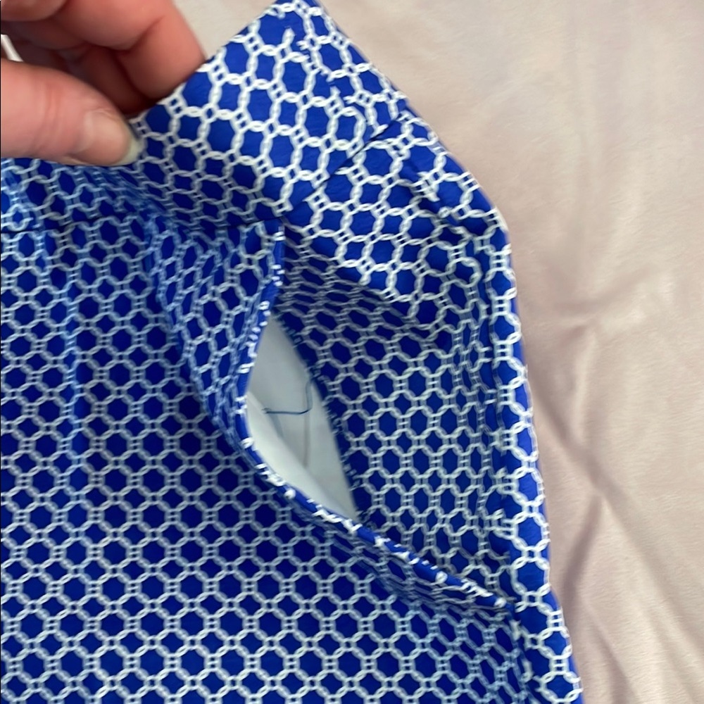 Kenar Blue and White High Waist Shorts with Playful Pattern - Picture 3 of 6
